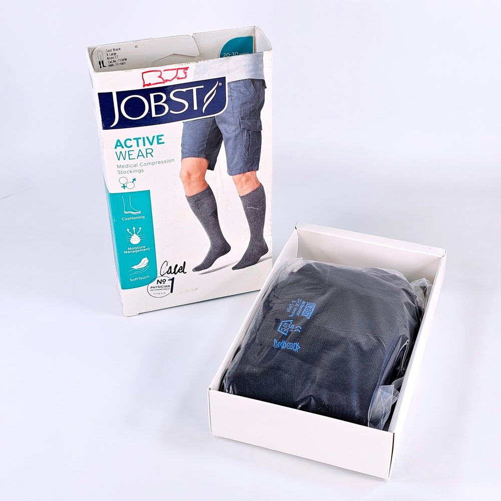 Jobst ActiveWear 20-30 mmHg Compression Stockings Cool Black XL Knee CT 110496